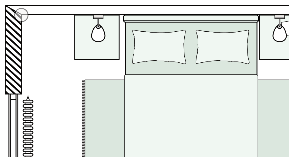 Large glazed doors with a vertical radiator to the side.