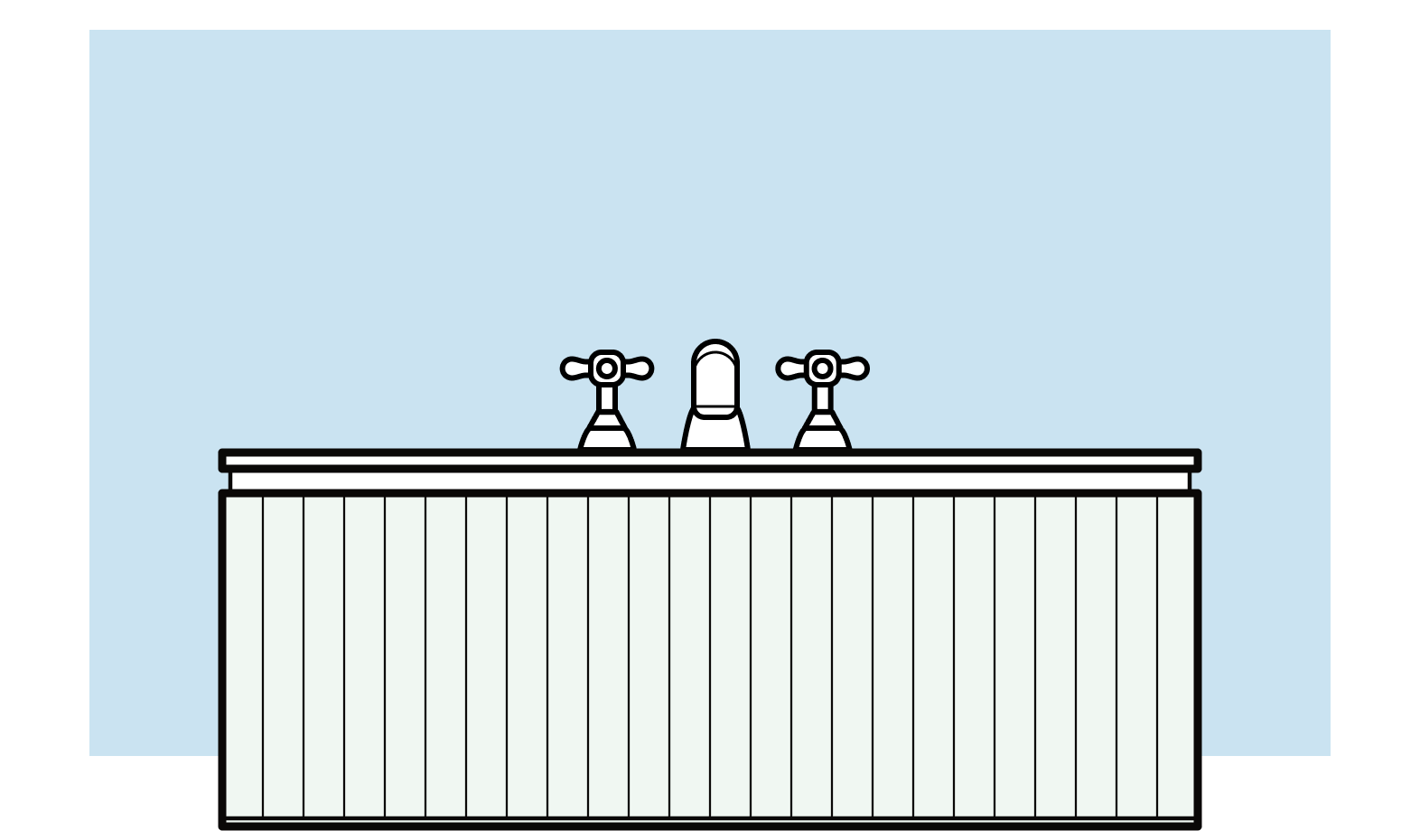 A basin with waterproofing behind it.