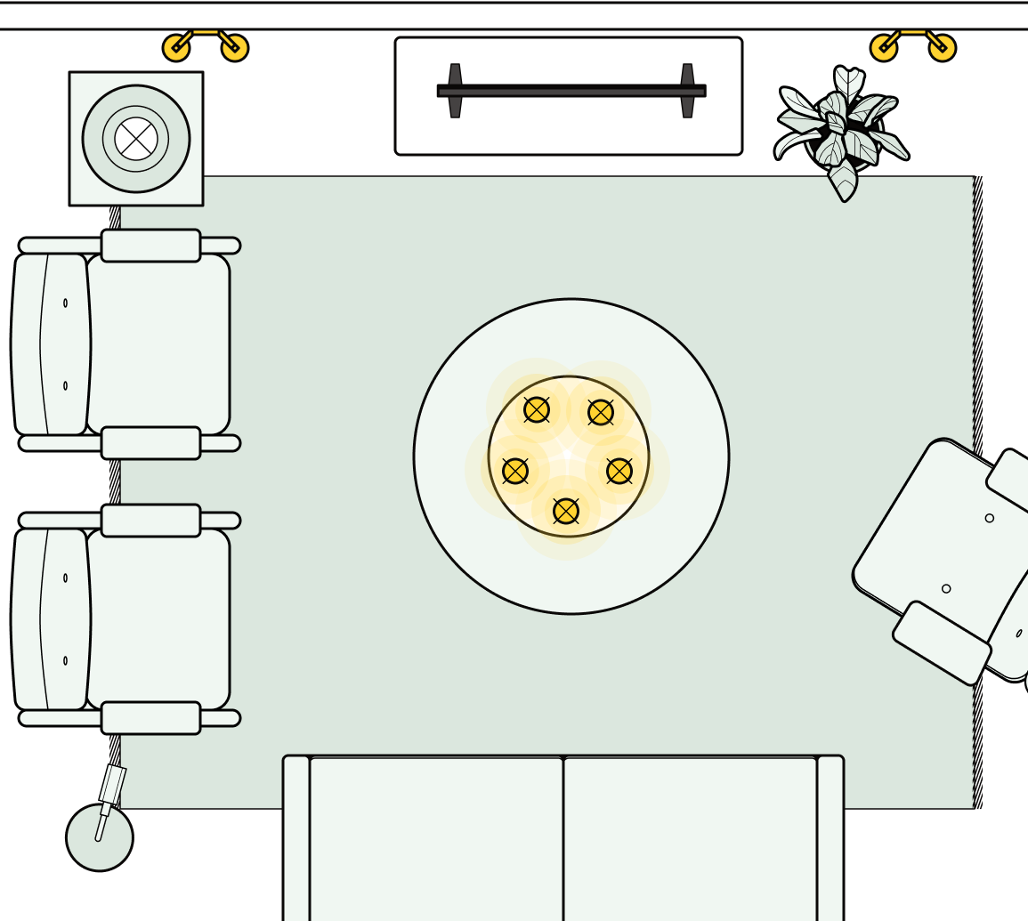 Living room with TV placed in the middle