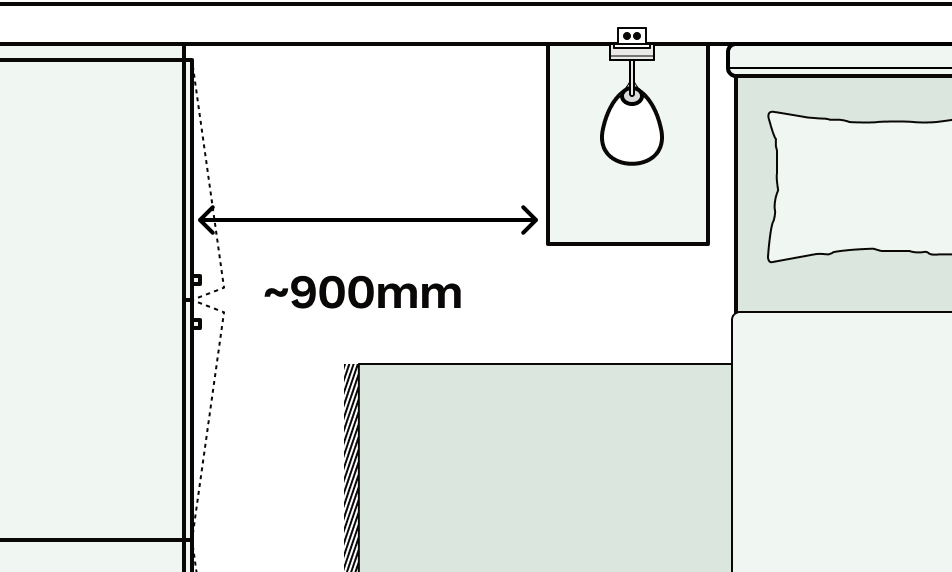 Typical heights and depth of a wardrobe illustrated in Reno