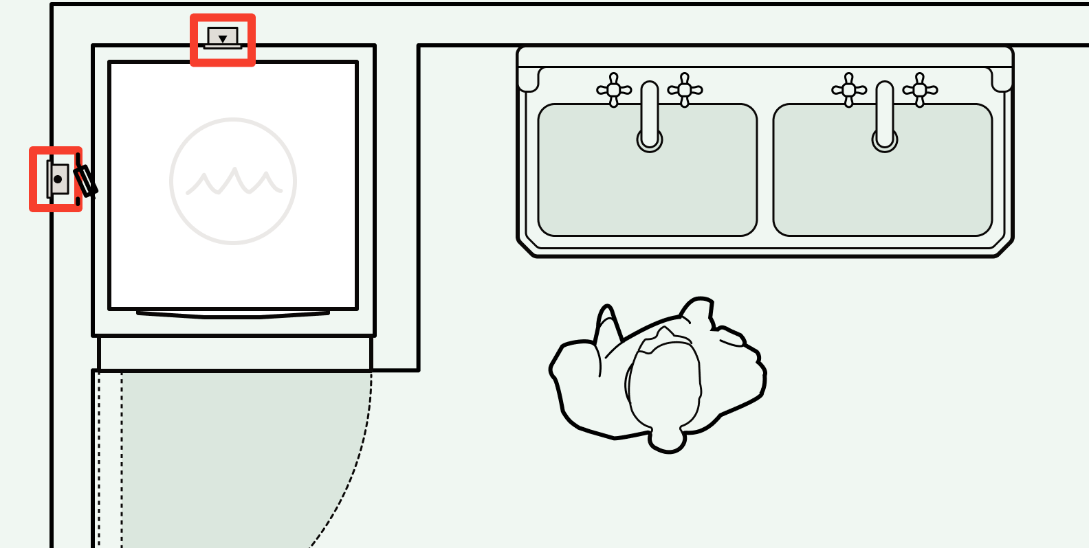 Bathroom cupboard planned to house a washing machine or dryer