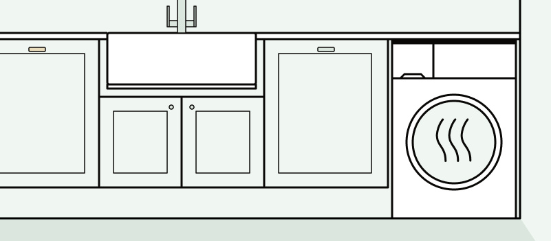 Utility room layout showing where a washing machine and dryer can fit