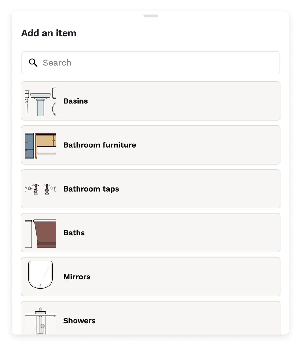 Add any item from our extensive library to any room type