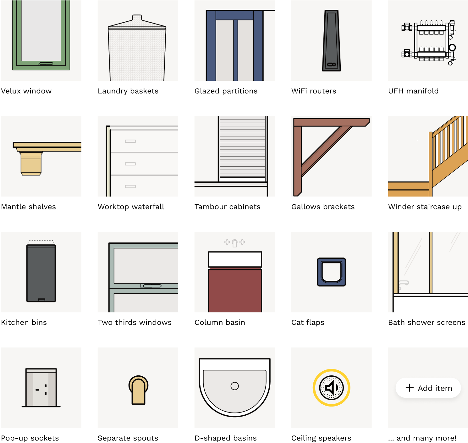 Preview of all the new item libary additions this month, from velux windows to pop-up sockets.