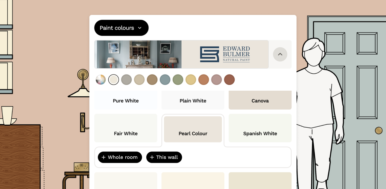 Choosing whether to apply a paint colour to the whole room or just one wall in a Reno plan