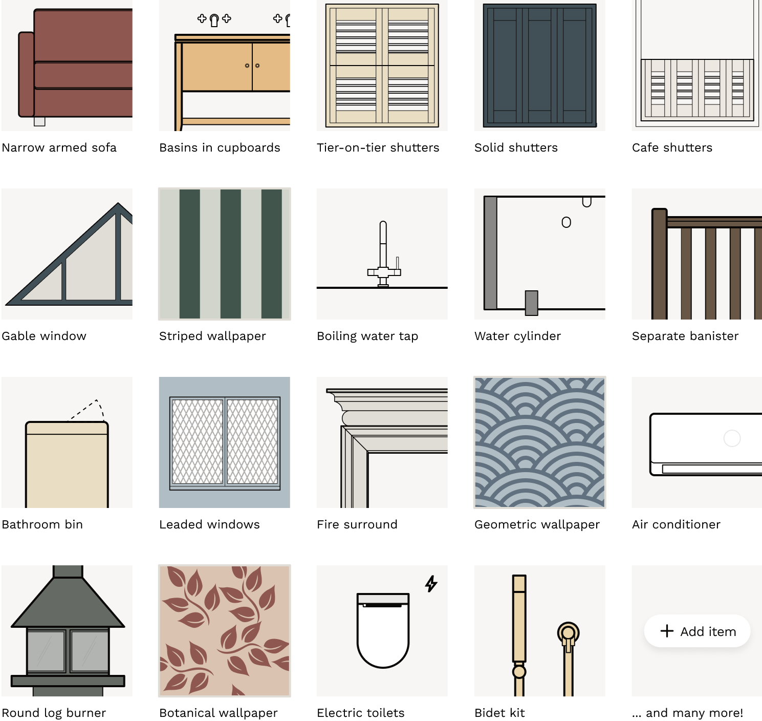 Preview of all the new item libary additions this month, from shutters to bidets.