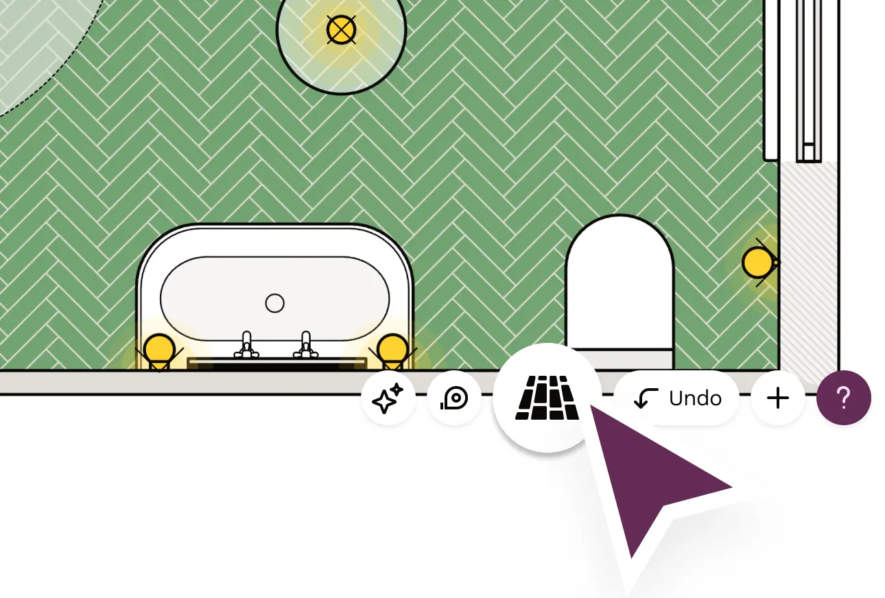 Customise floor tile layout size and colours from the flooring menu