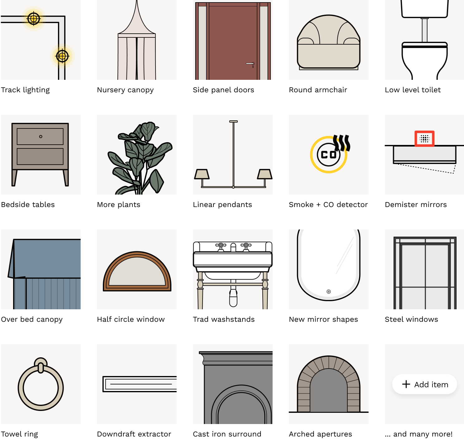 Preview of all the new item libary additions this month, from track lighting to cast iron surrounds.