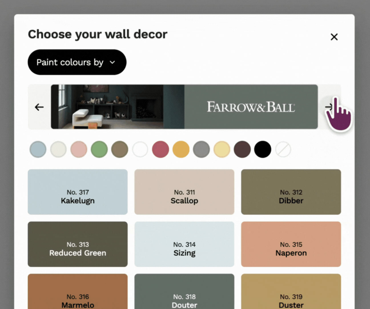 Browser paint colours by brandDragging whole walls to get your room shape right