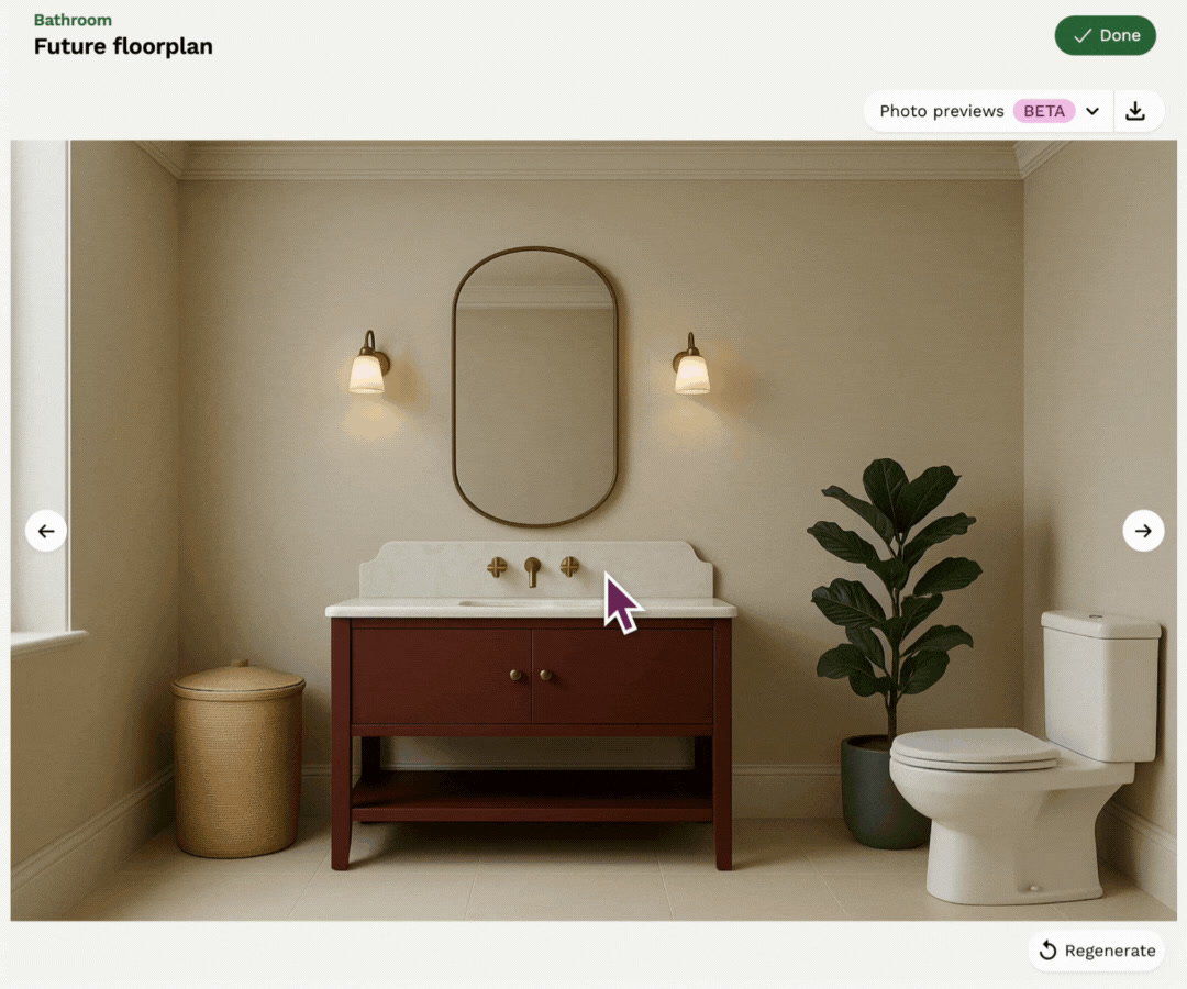 Create AI photo realistic visuals of your room design