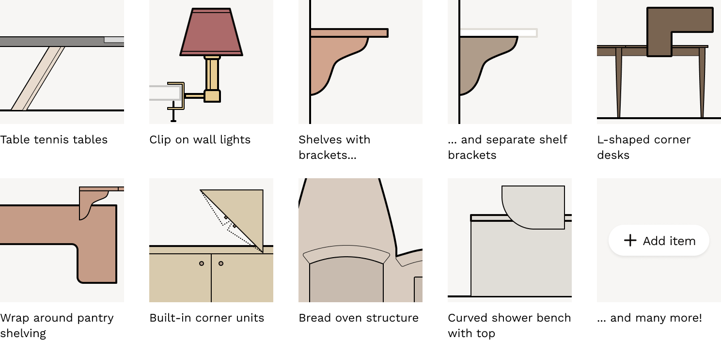 New items added 25th September 2026: table tennis tables, clip-on wall lights, L-shaped corner desks and built-in corner units