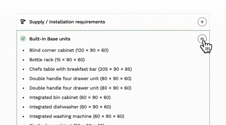 Show and hide sections of your details tab to tailor your brief