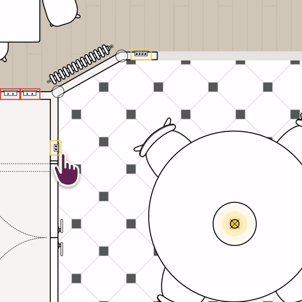 Drawing a switch connection line between a light and its switch in a Reno plan
