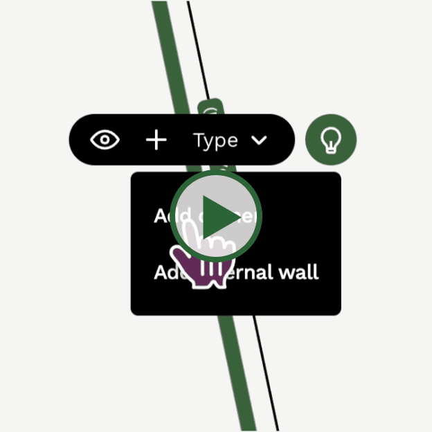Select a wall to add corners or internal walls