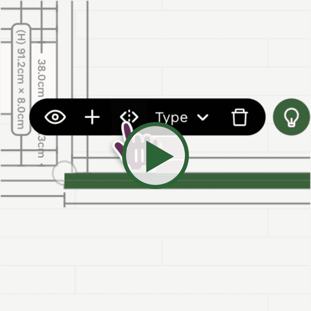 Tap the nudge icon to position your wall