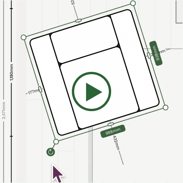 Selecting and rotating a chair in a floor plan