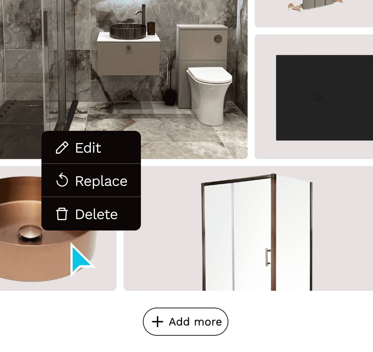Moodboard creation with examples from the Dale Bathrooms showroom