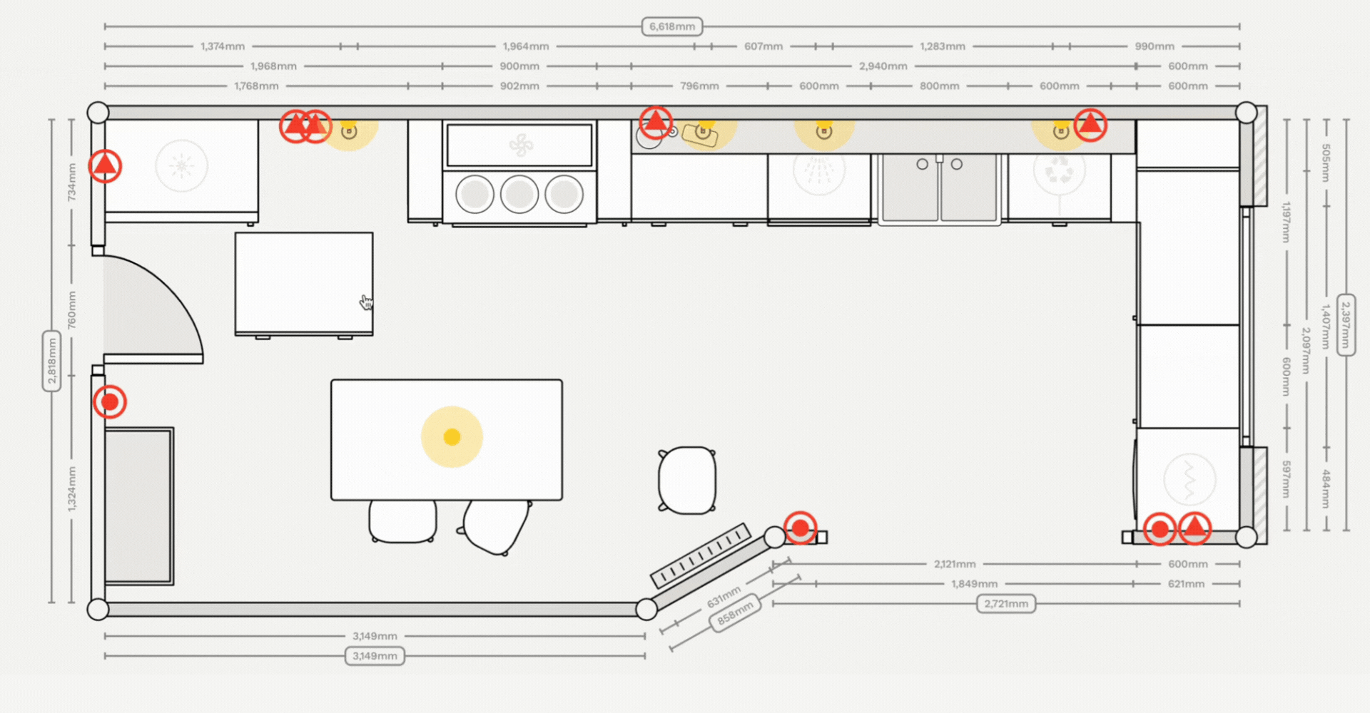 Create a detailed kitchen, utility, bedroom or bathroom floor plan, brief and quote for your customers in minutes