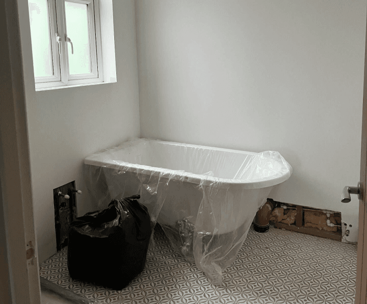 Bathroom reno work in progress photo