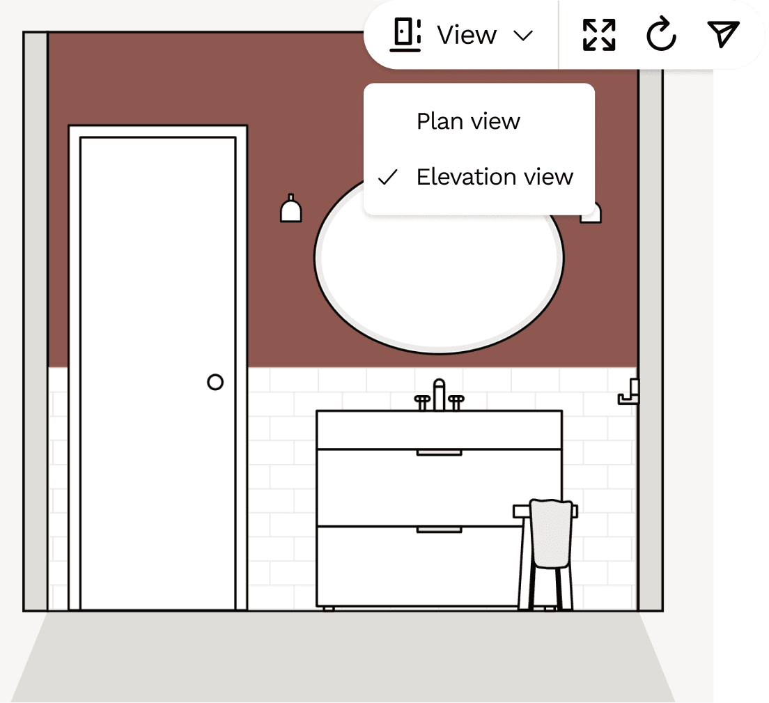 Bathroom wall elevation views to visualise your design and layout 