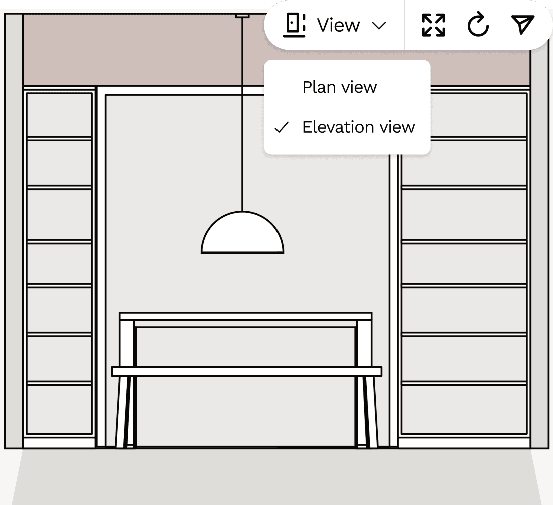 Dining room wall elevation views to visualise your design and layout 
