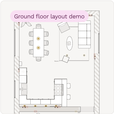 Interactive floor plan demo with an entire ground floor layout