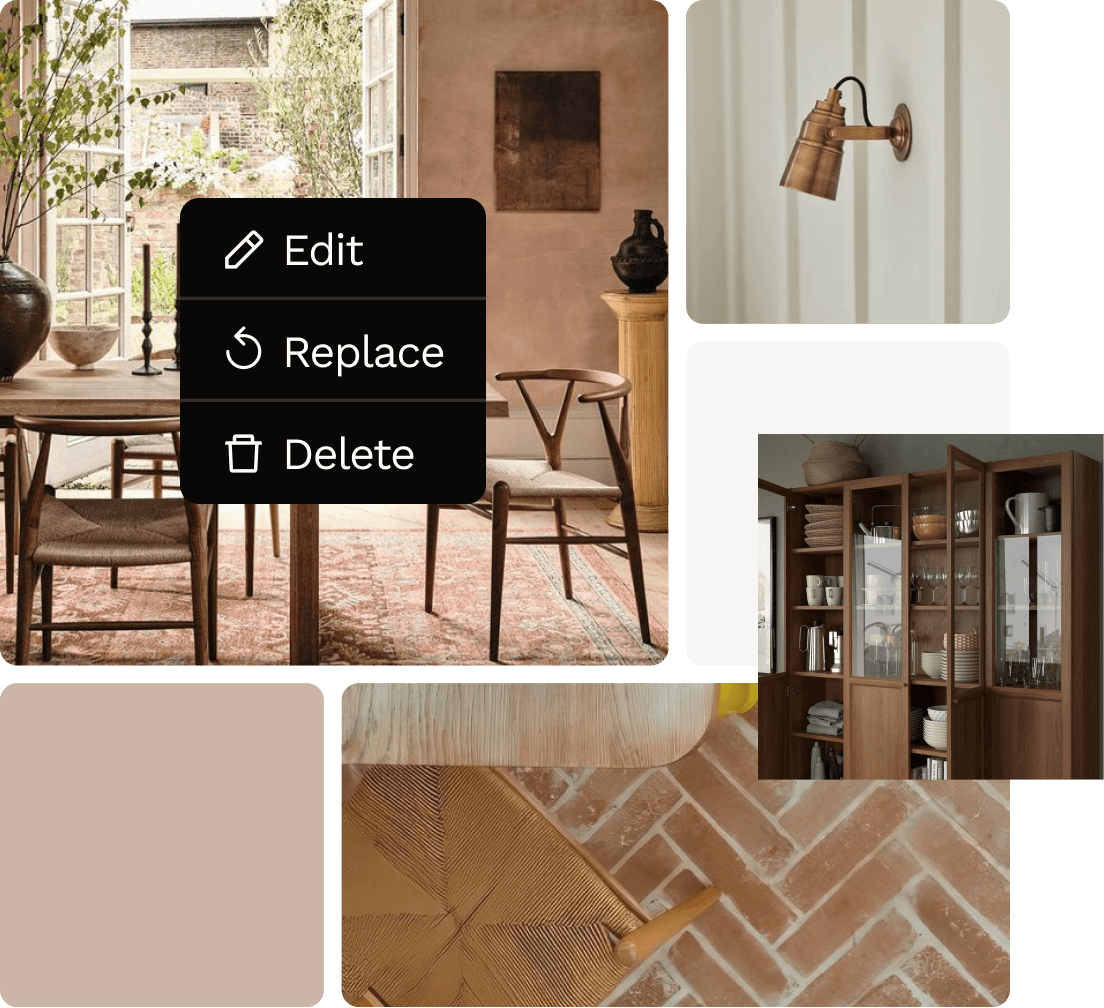 Create a moodboard to visualise the style you want for your dining room redesign