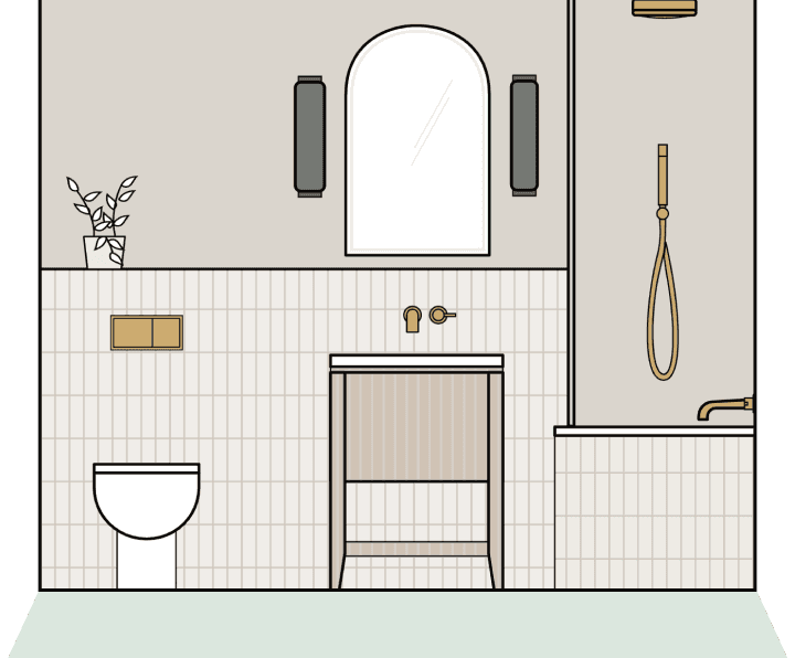 Reigate family bathroom wall elevation design.