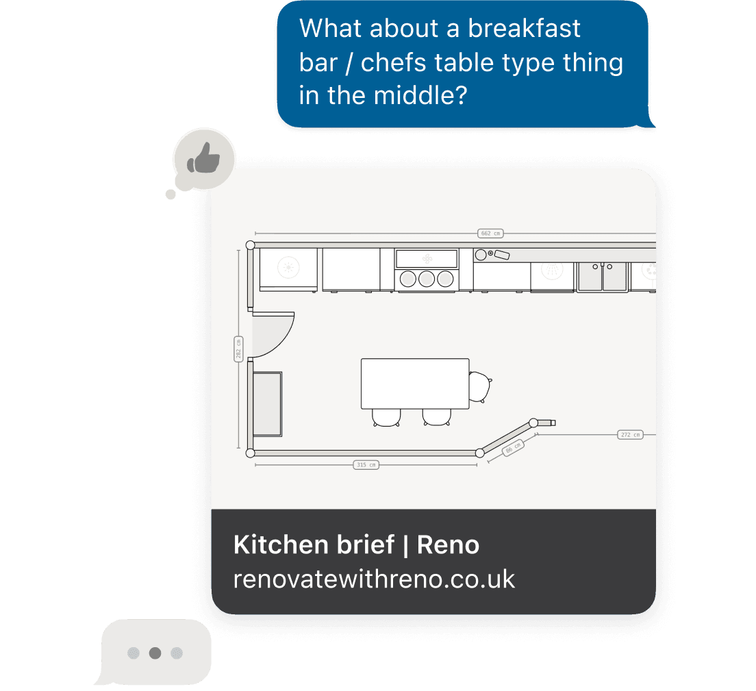 Print a copy or share a link to your kitchen renovation plan