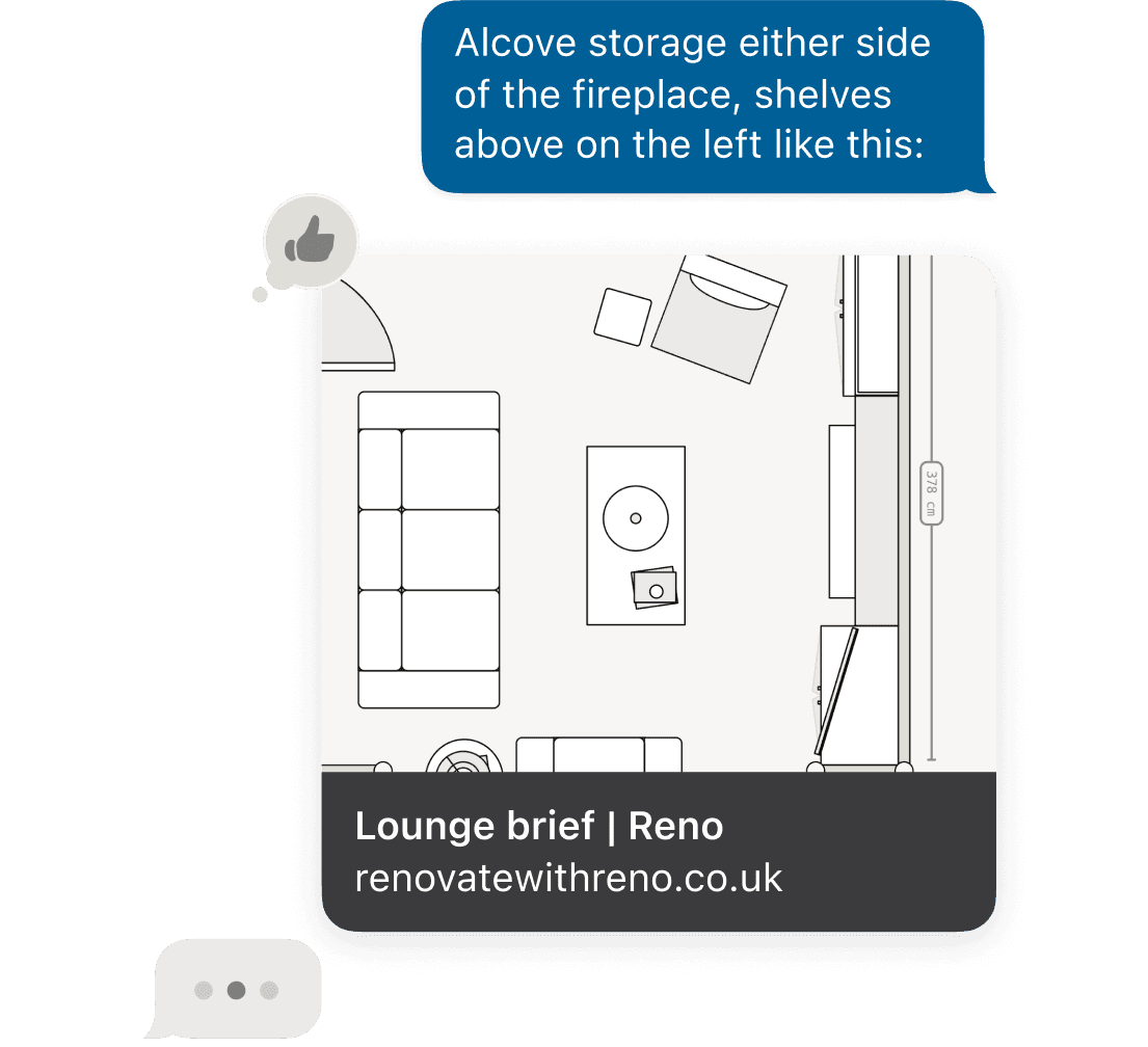 Print a copy or share a link to your lounge renovation plan