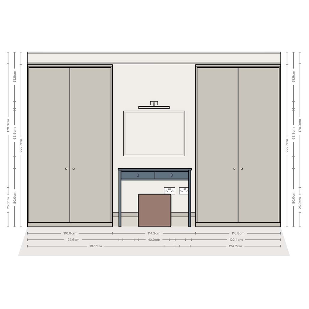 A wall elevation from the bedroom.