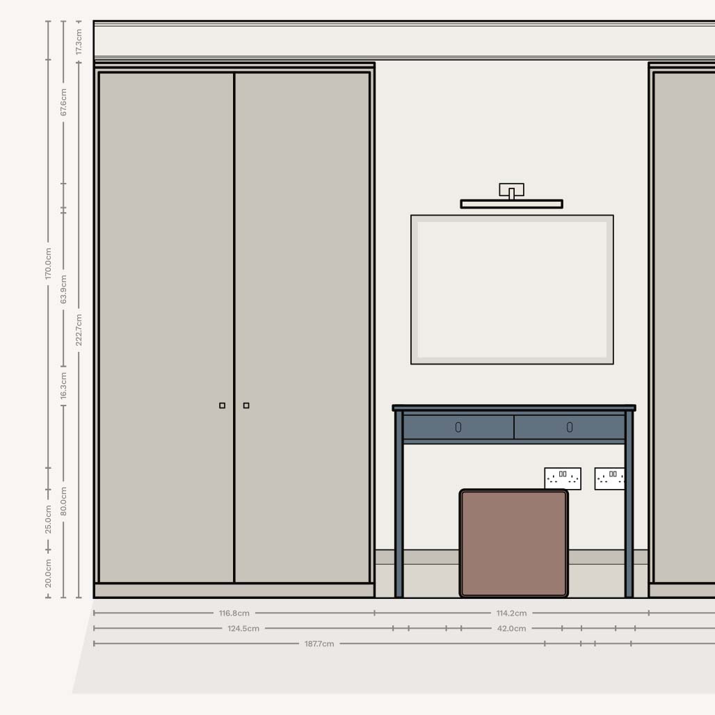 Wall elevation for a large ensuite bedroom