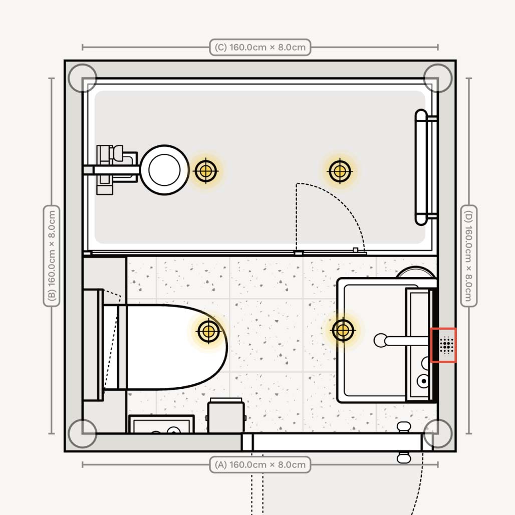 Very small ensuite with walk-in shower floor plan / layout