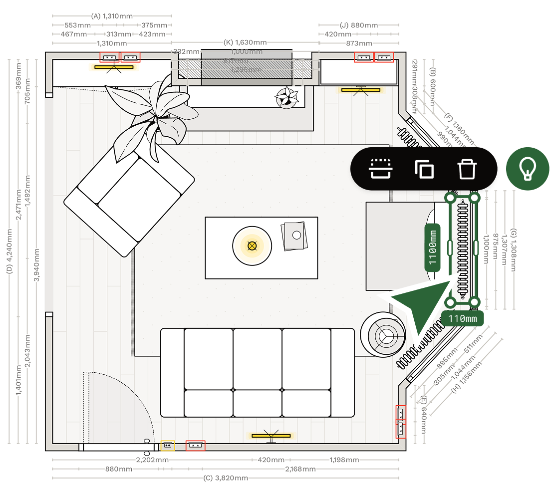 An example floor plan made on Reno