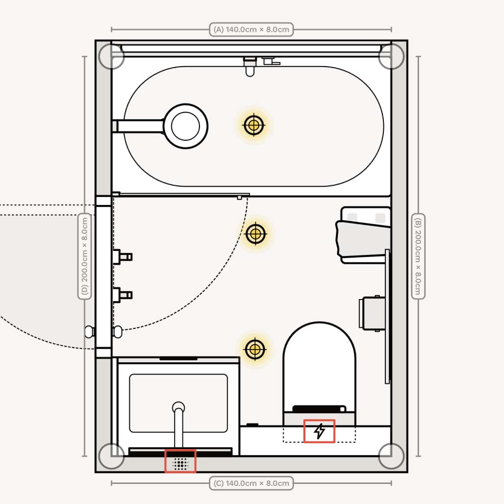 Very small hotel layout with bath layout / floor plan