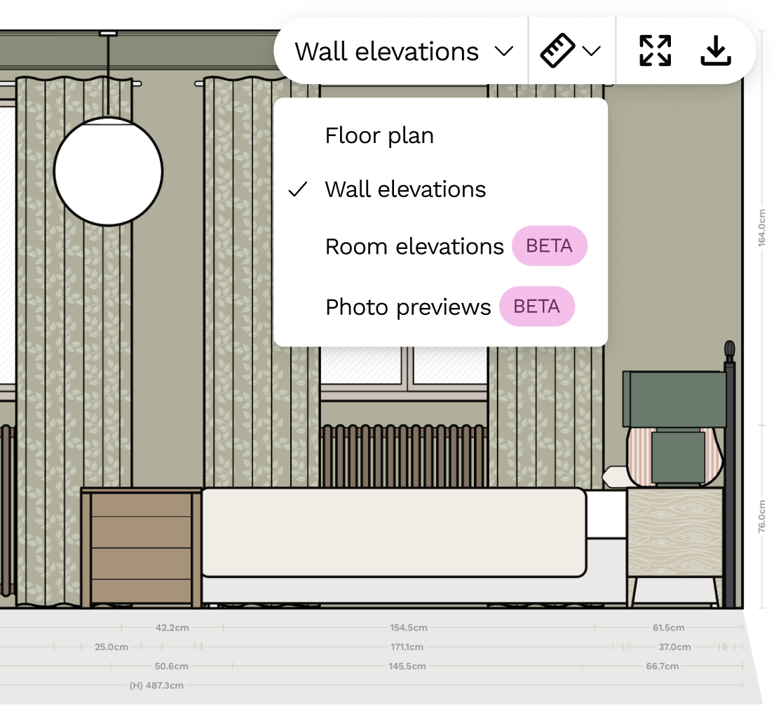 Bedroom wall elevation views to visualise your design and layout
