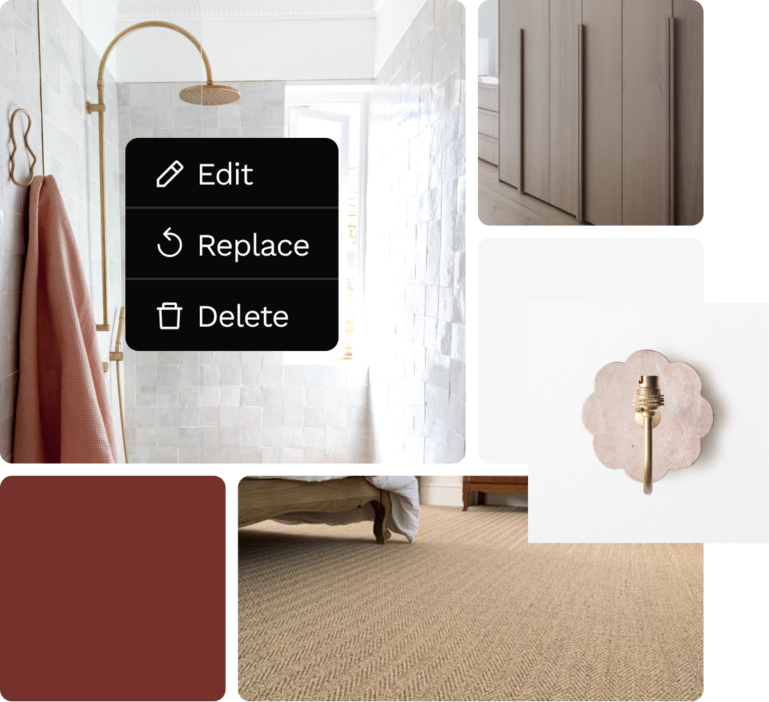 Simple moodboard to share the vision of the style you want to achieve with your ensuite renovation project