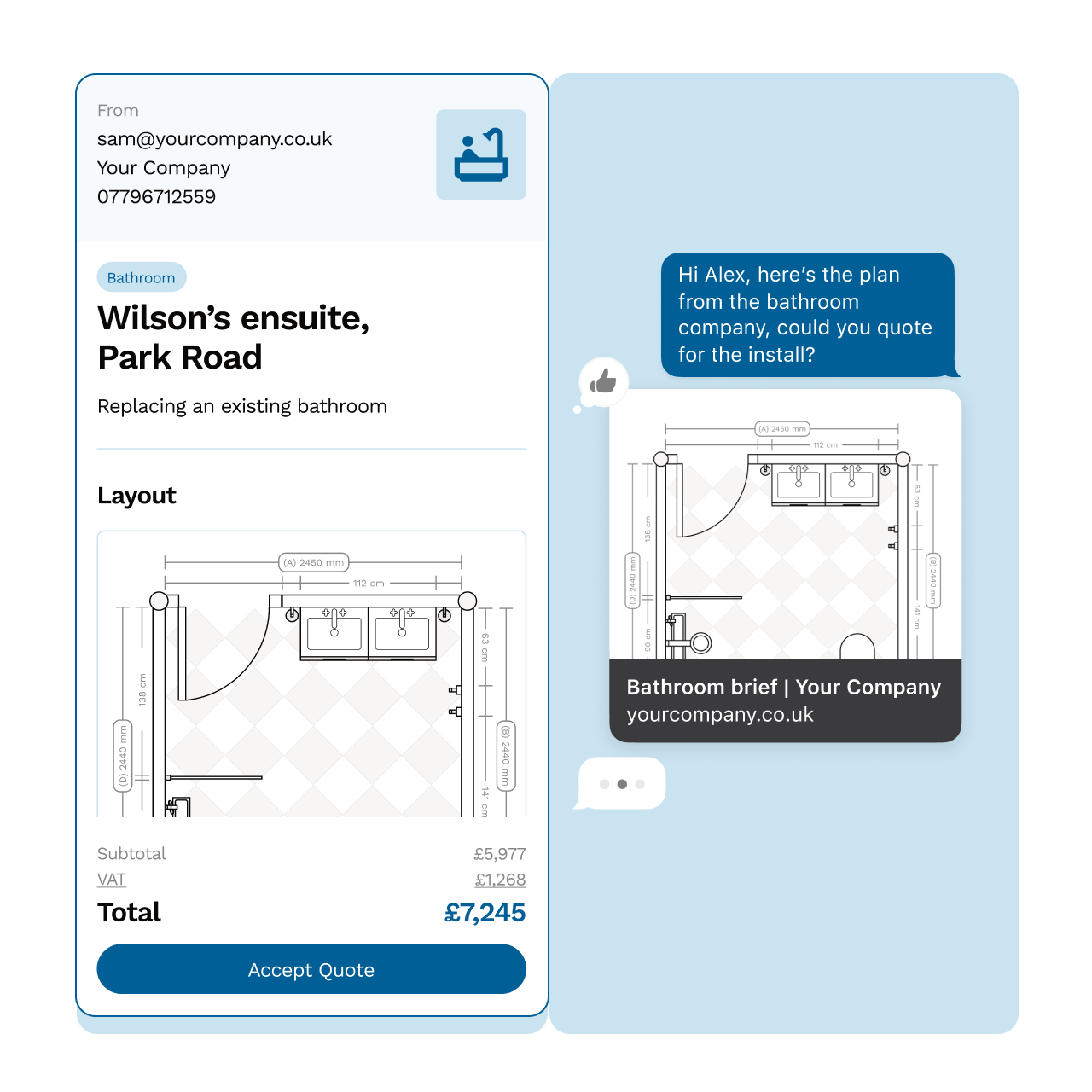 Module for adding your own prices and quotes - or enabling your customers to share their brief with installers