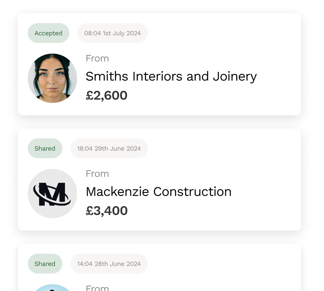 Get accurate comparable quotes from tradespeople for your home office renovation project