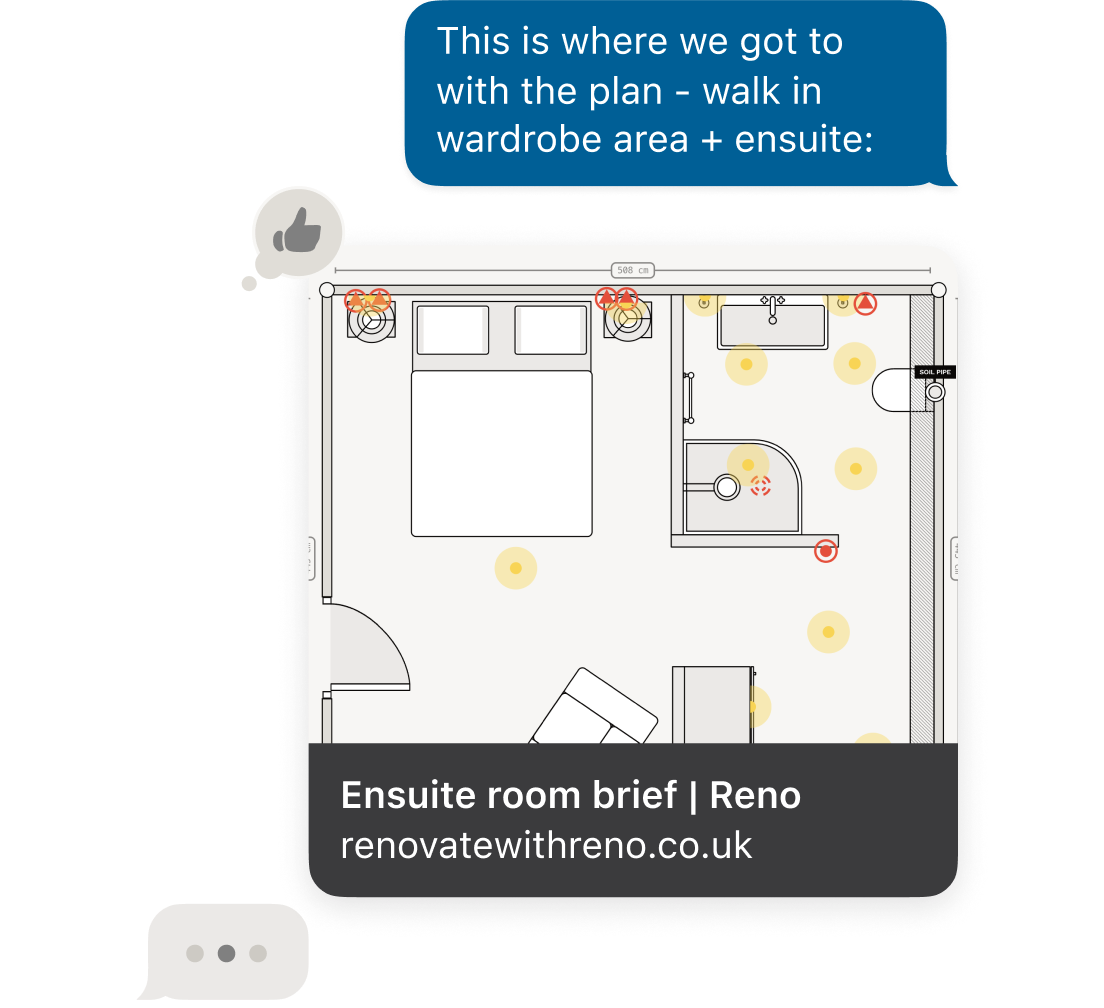 Share a link or print a copy of your ensuite renovation plan