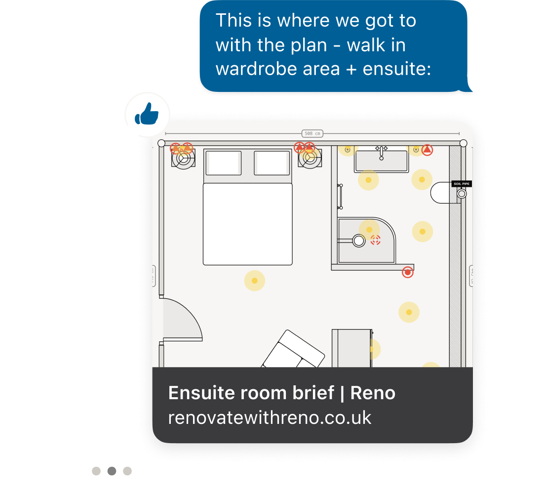 Print a copy or share a link to your kitchen renovation plan