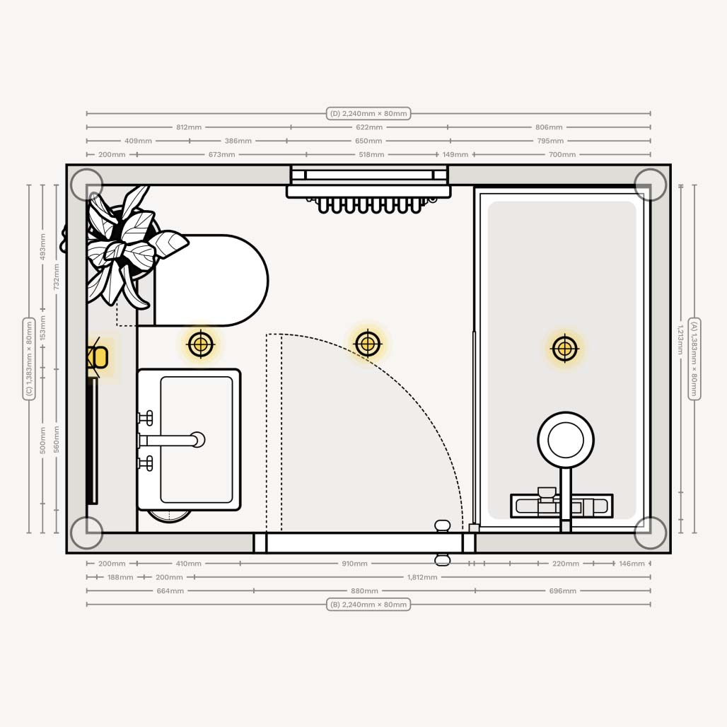 Small shower room floor plan / layout