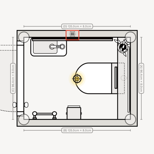 Floor plan / layout for a very small WC / toilet