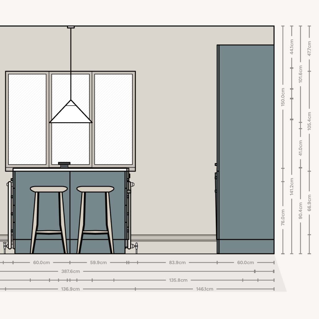 Floor plan / layout of a small L-shaped kitchen